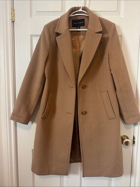 Vince Camuto Camel Single-Breasted Wool-Blend Coat